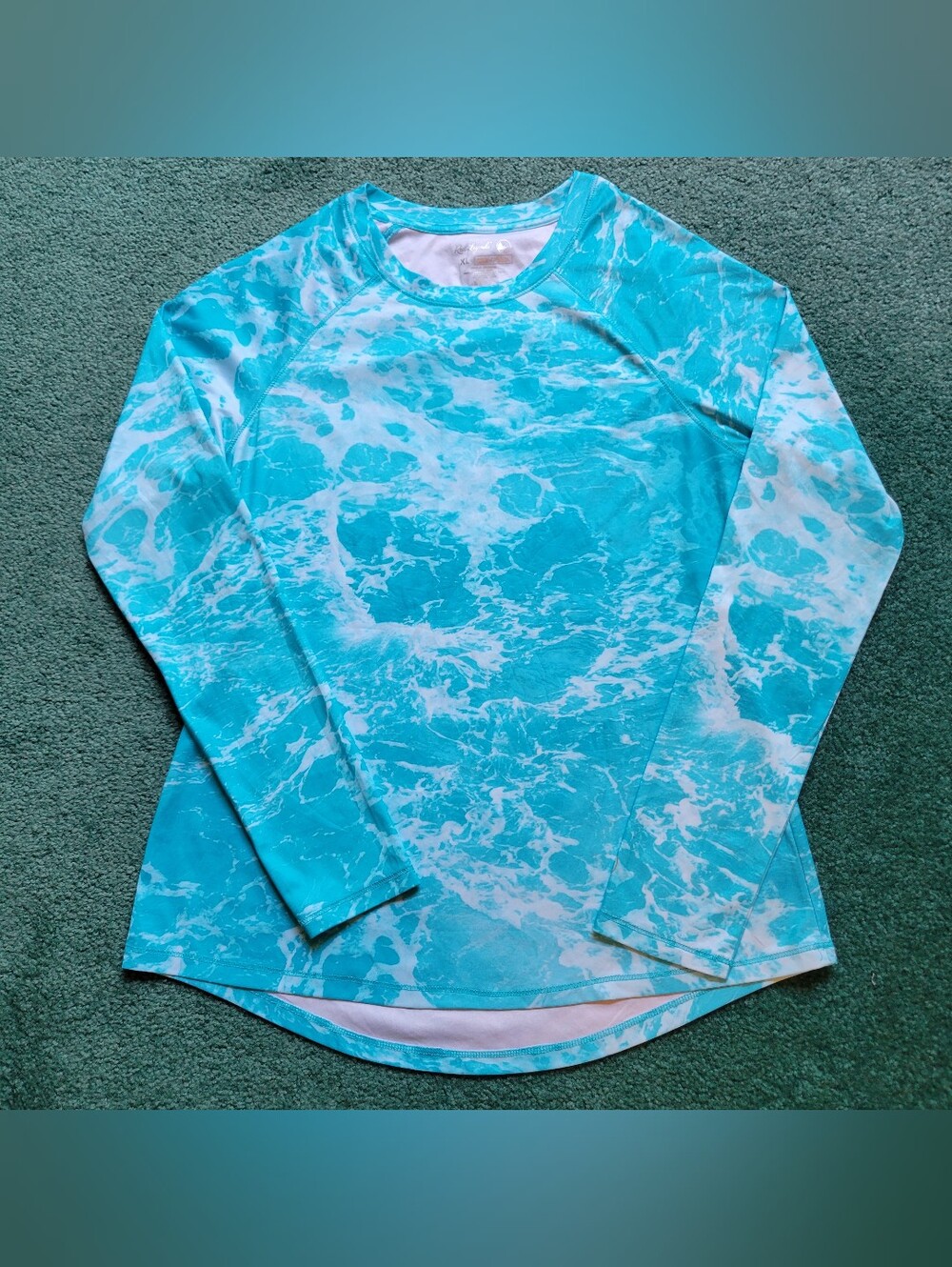 Reel Legends Keep-It-Cool Rash Guard Womens X-Large Long Sleeve Water Pattern